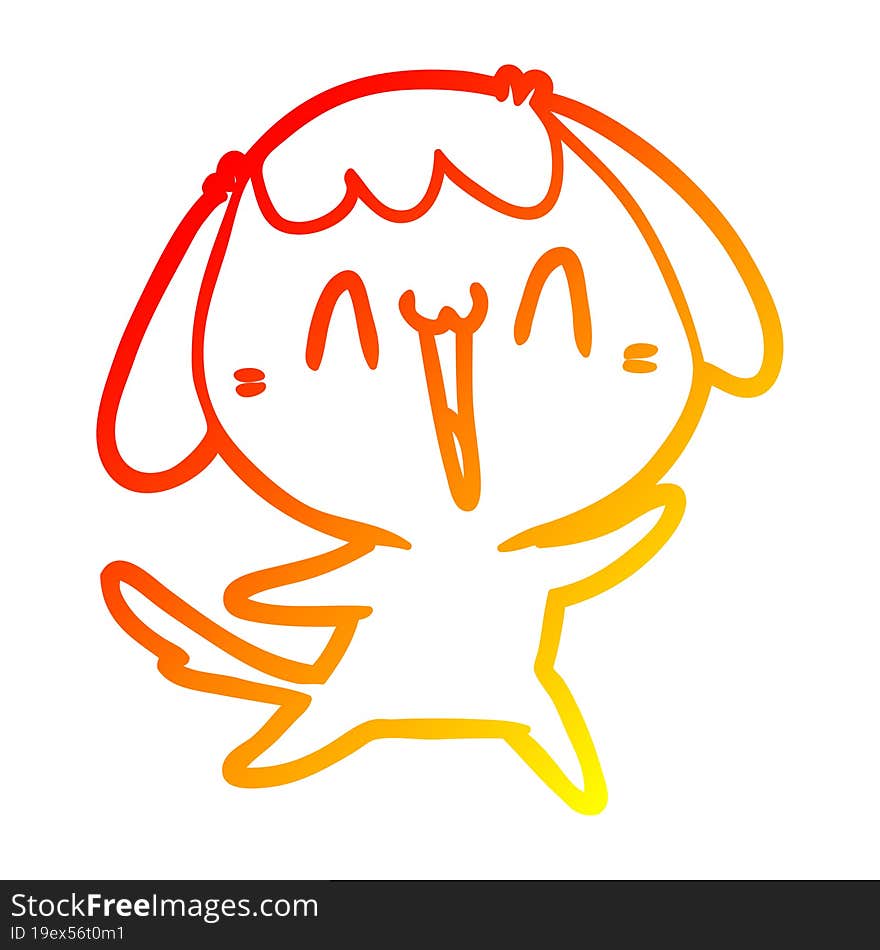 warm gradient line drawing of a cute cartoon dog