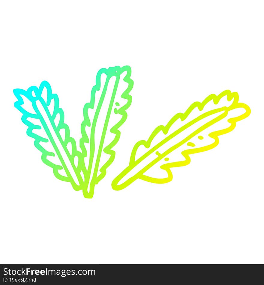 cold gradient line drawing cartoon scattered leaves