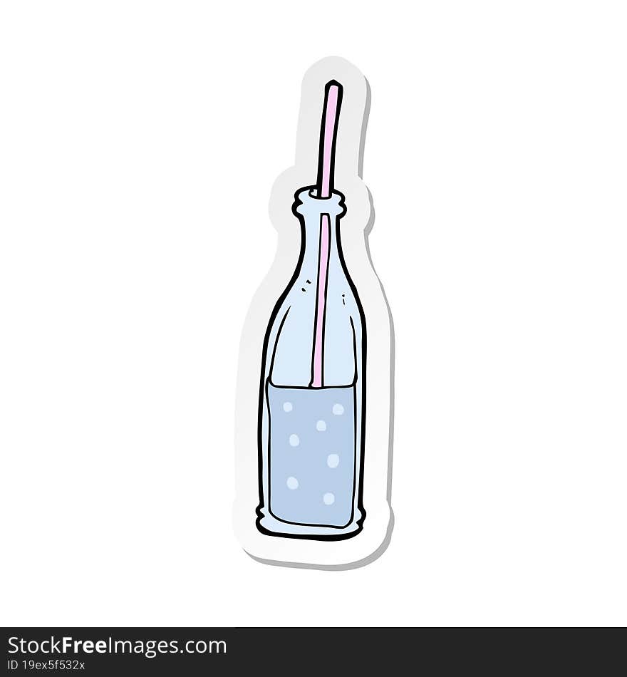 Sticker Of A Cartoon Fizzy Drink And Straw