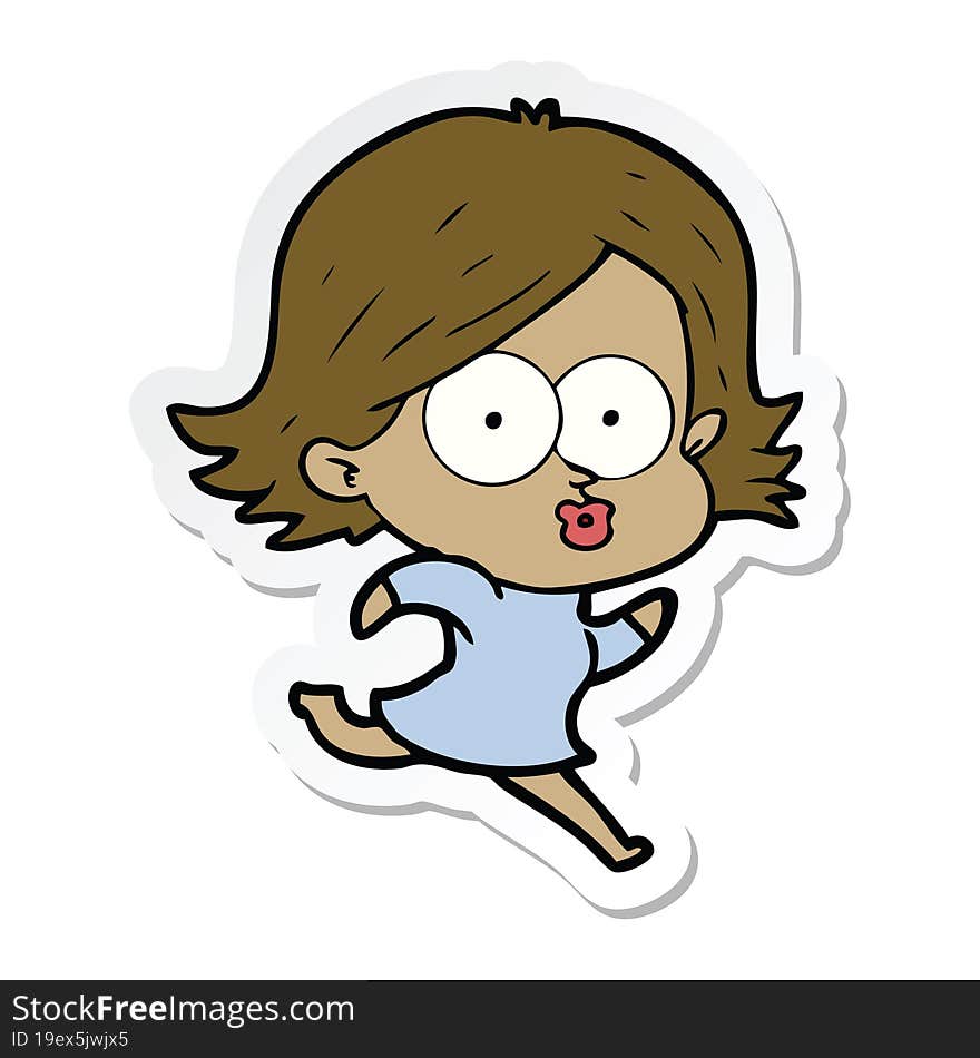 sticker of a cartoon girl pouting