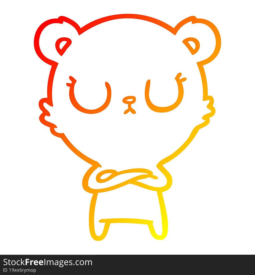 warm gradient line drawing peaceful cartoon bear cub