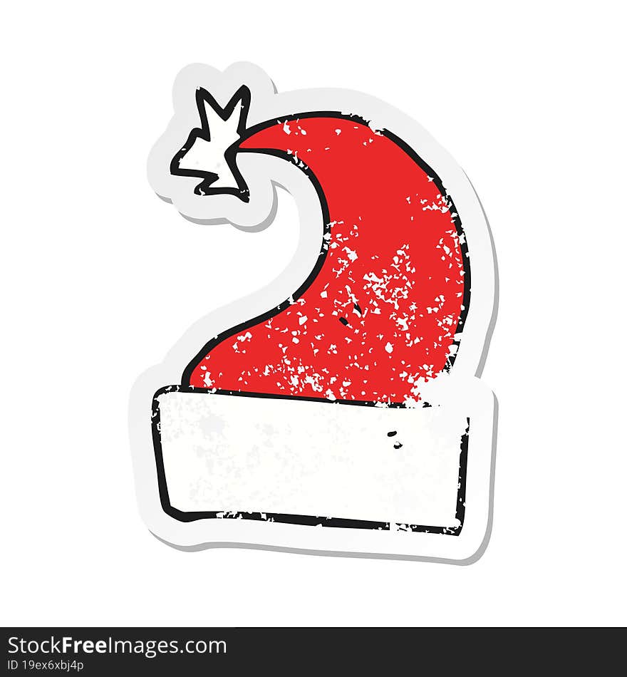 retro distressed sticker of a cartoon christmas hat