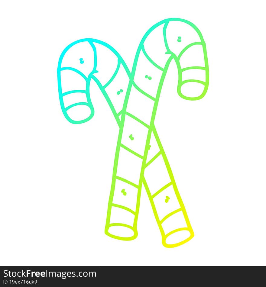 cold gradient line drawing cartoon candy canes