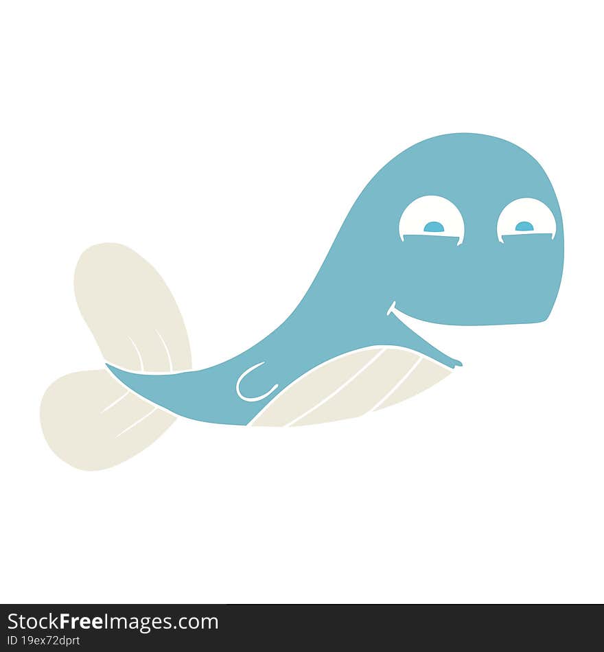 flat color illustration of a cartoon whale