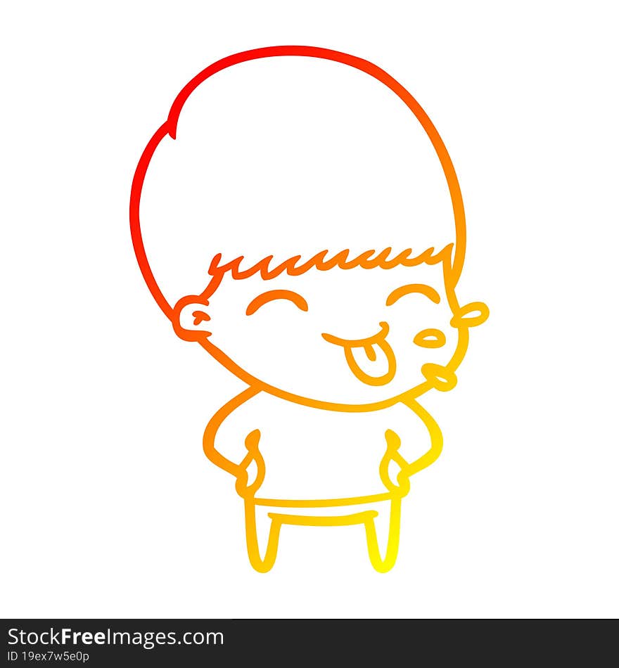 Warm Gradient Line Drawing Funny Cartoon Boy