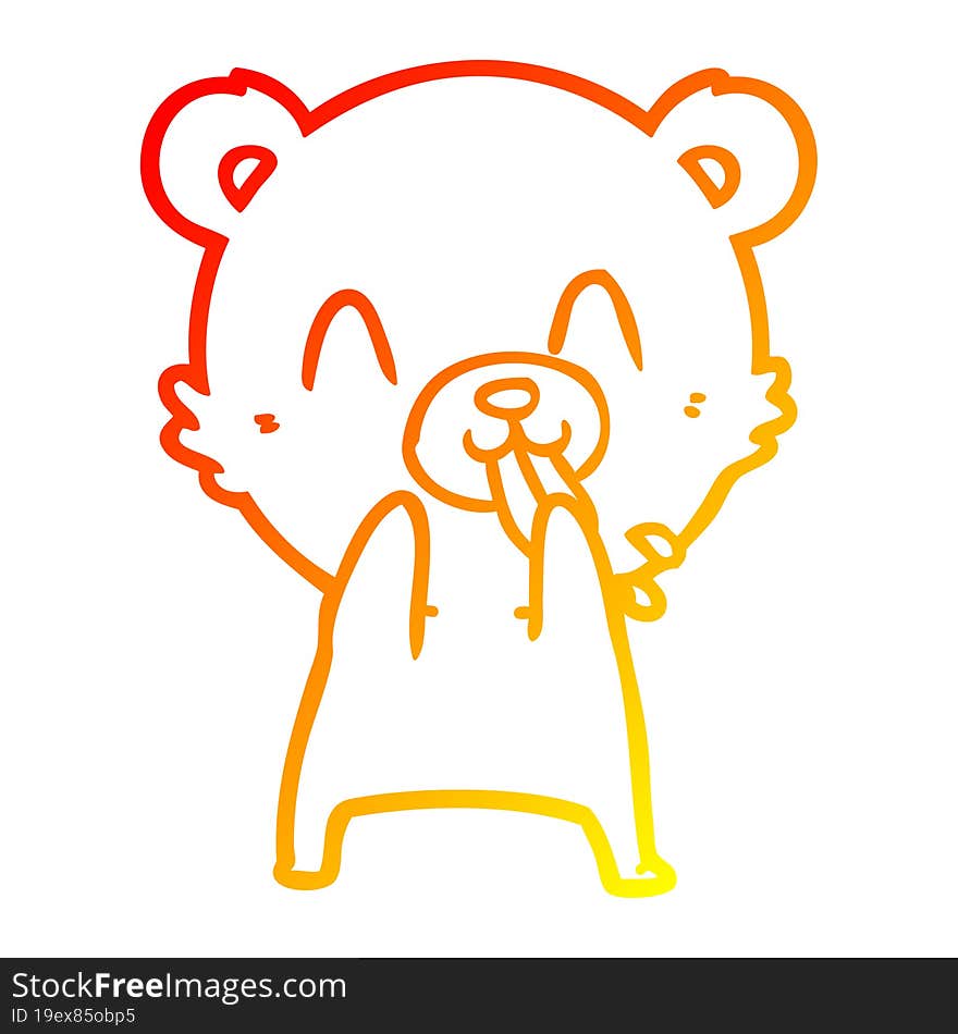 warm gradient line drawing rude cartoon bear