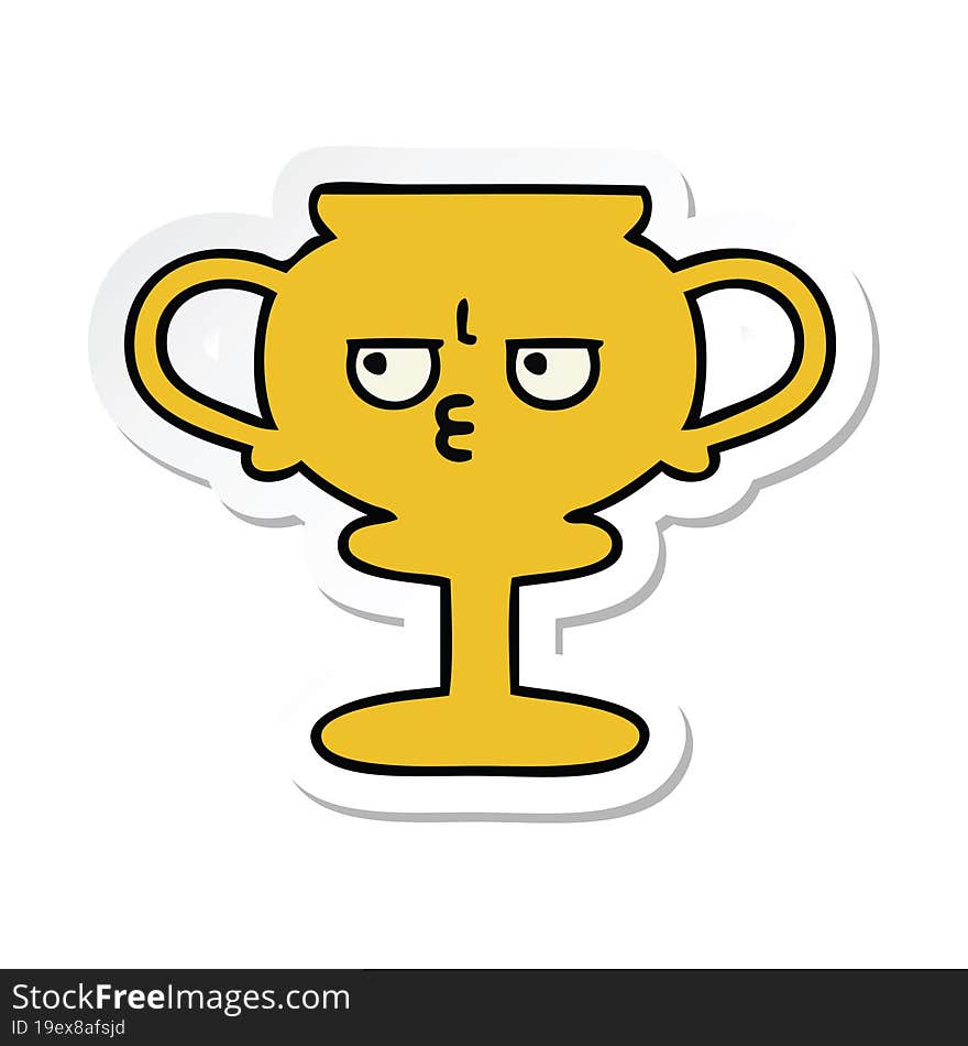 sticker of a cute cartoon trophy