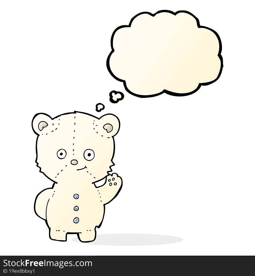 cartoon polar bear cub with thought bubble