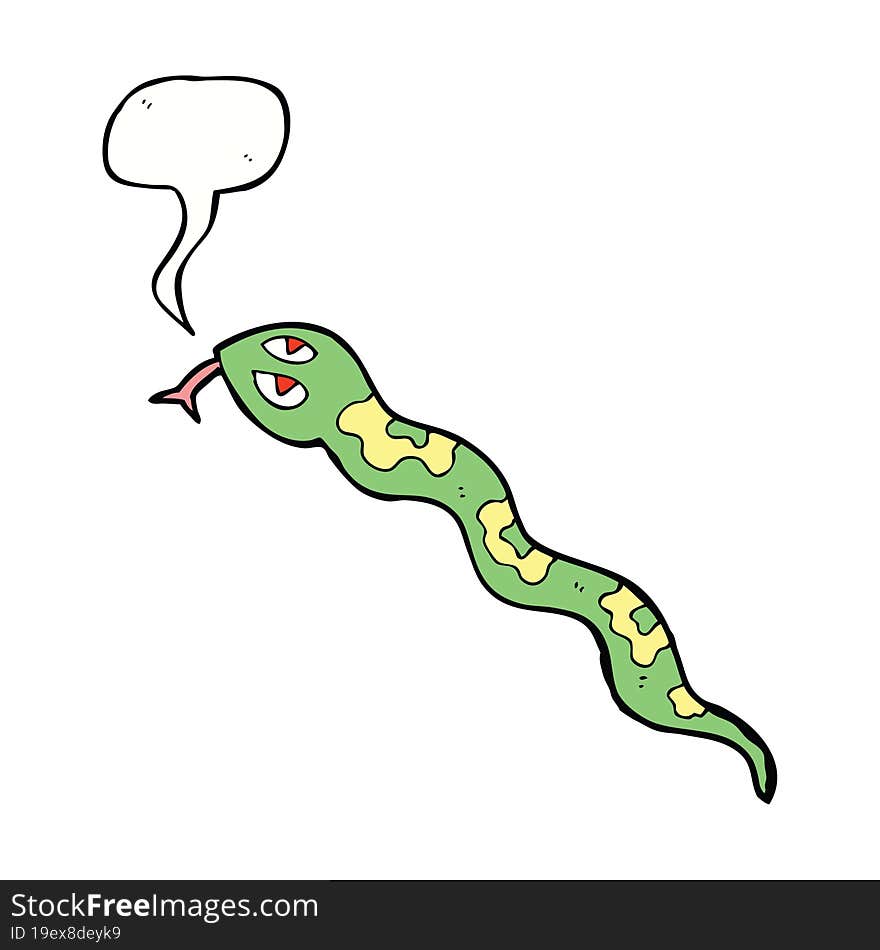 cartoon hissing snake with speech bubble