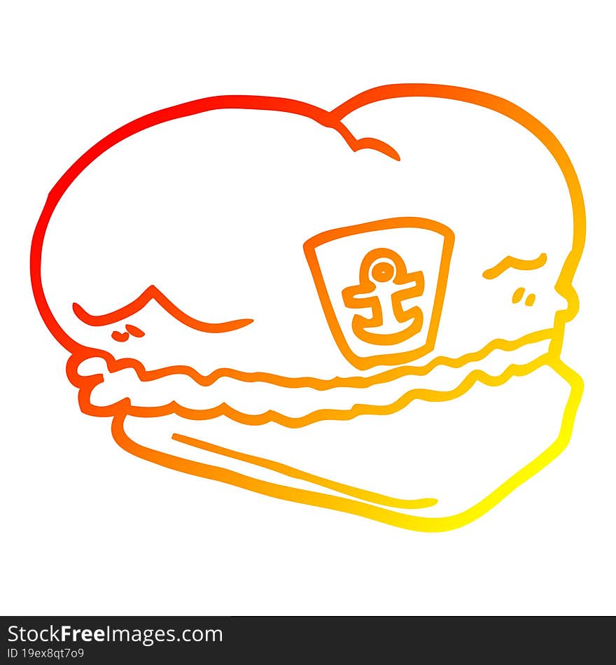 warm gradient line drawing cartoon sailor hat