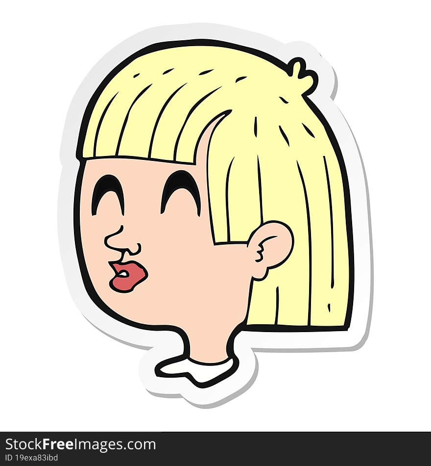 Sticker Of A Cartoon Female Face