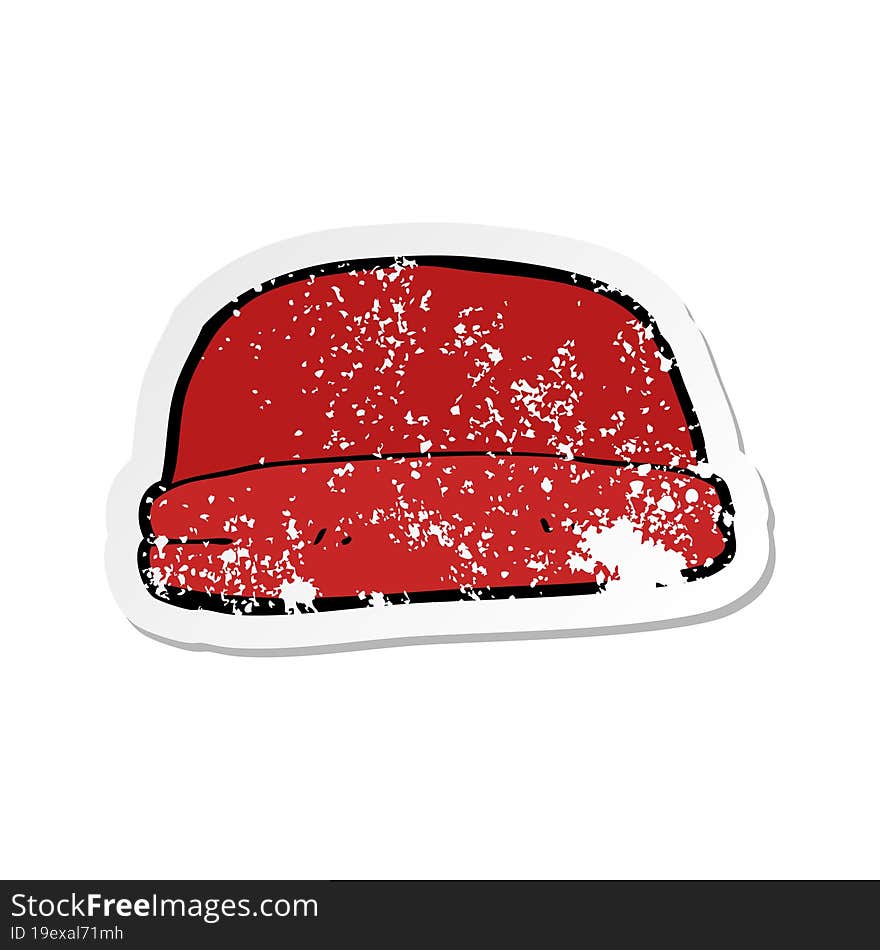 retro distressed sticker of a cartoon hat