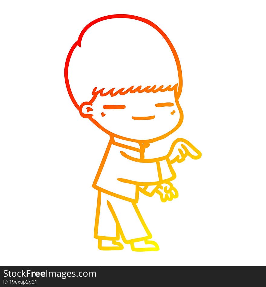 Warm Gradient Line Drawing Cartoon Smug Boy