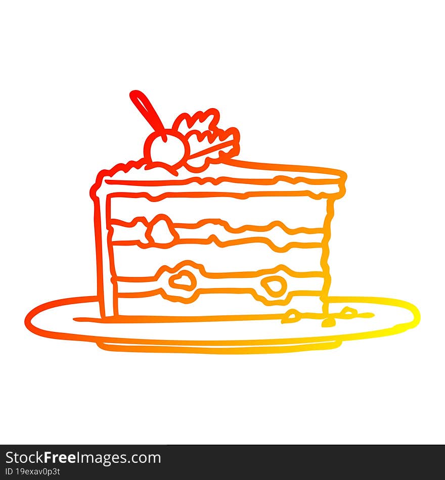 Warm Gradient Line Drawing Tasty Dessert;cake