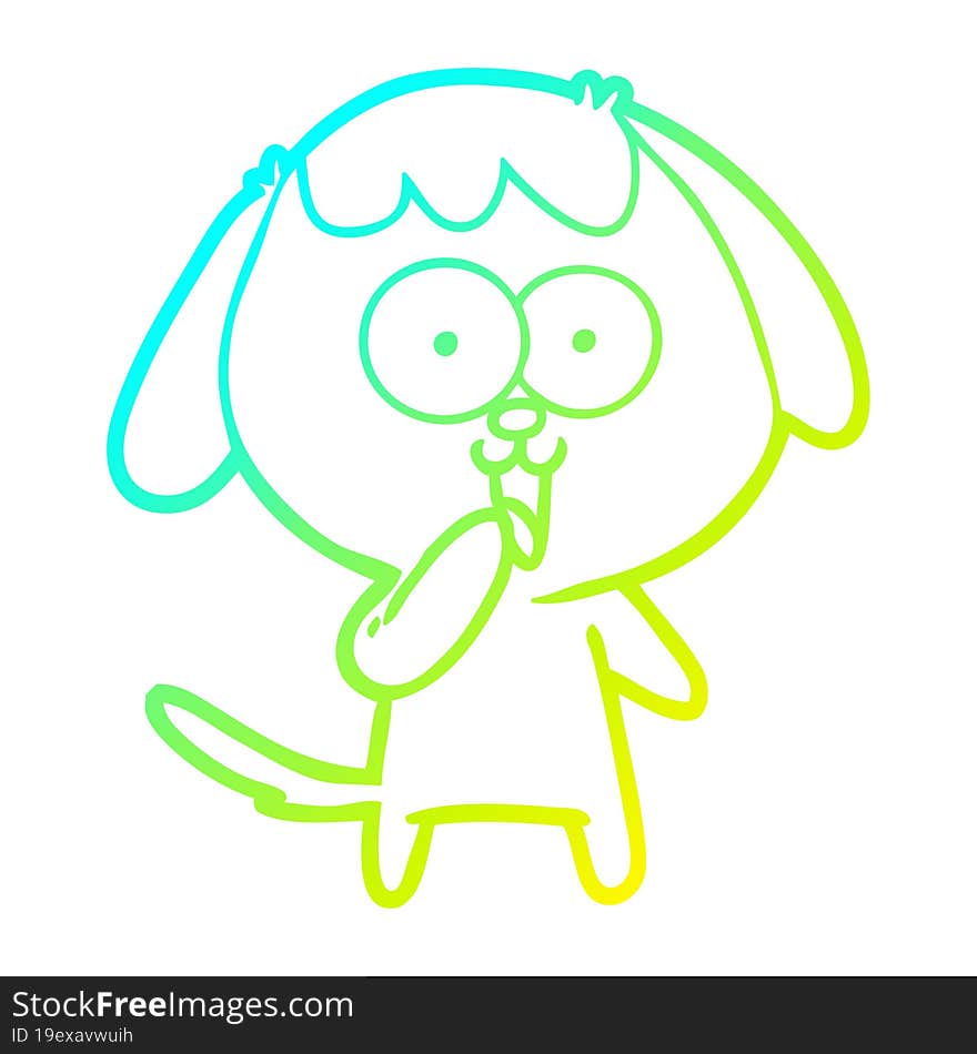 Cold Gradient Line Drawing Cute Cartoon Dog