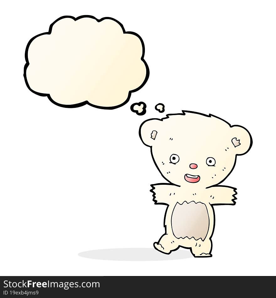 cartoon teddy polar bear cub with thought bubble