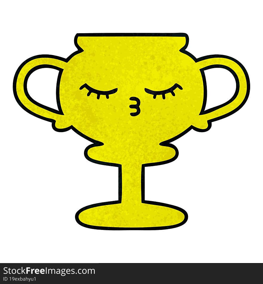 retro grunge texture cartoon of a trophy