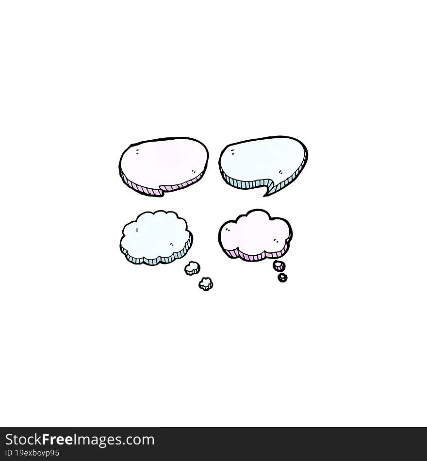 cartoon speech bubbles and thought clouds