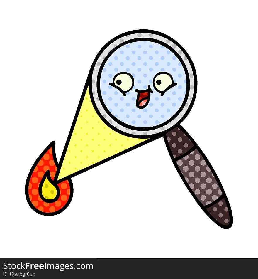 comic book style cartoon of a magnifying glass