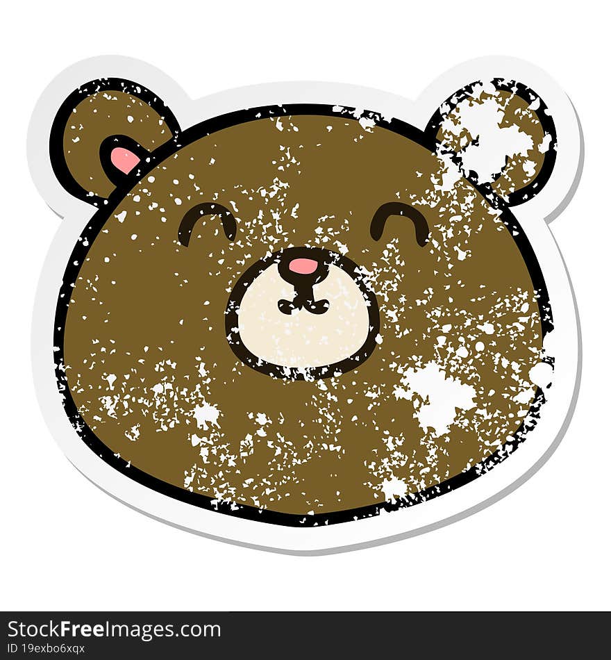 distressed sticker of a quirky hand drawn cartoon bear