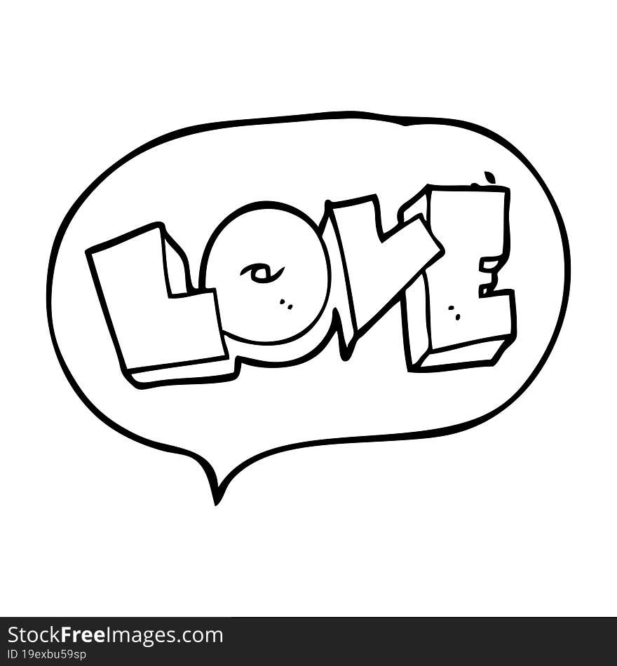 speech bubble cartoon love sign