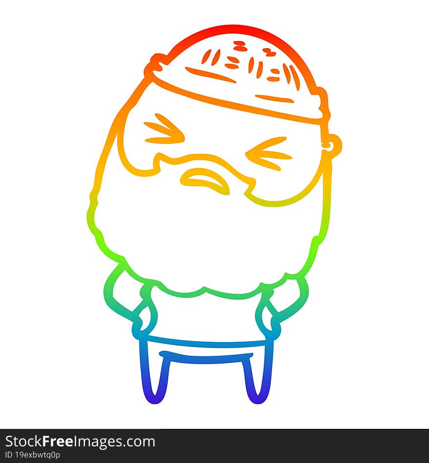 rainbow gradient line drawing of a cartoon man with beard