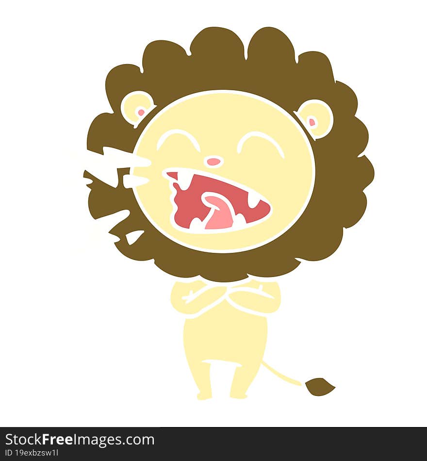 flat color style cartoon roaring lion