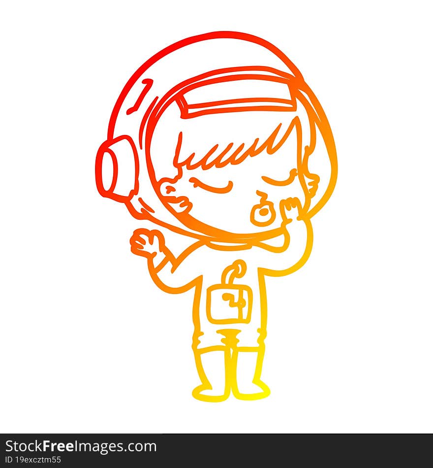 warm gradient line drawing cartoon pretty astronaut girl