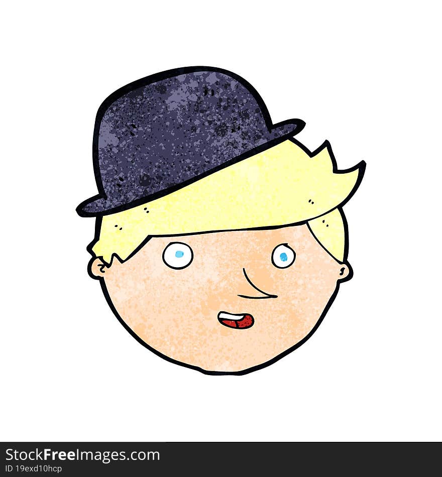 cartoon man wearing bowler hat