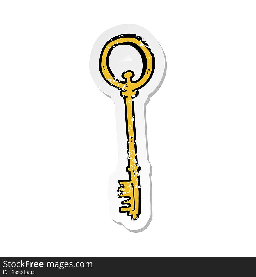 retro distressed sticker of a cartoon key