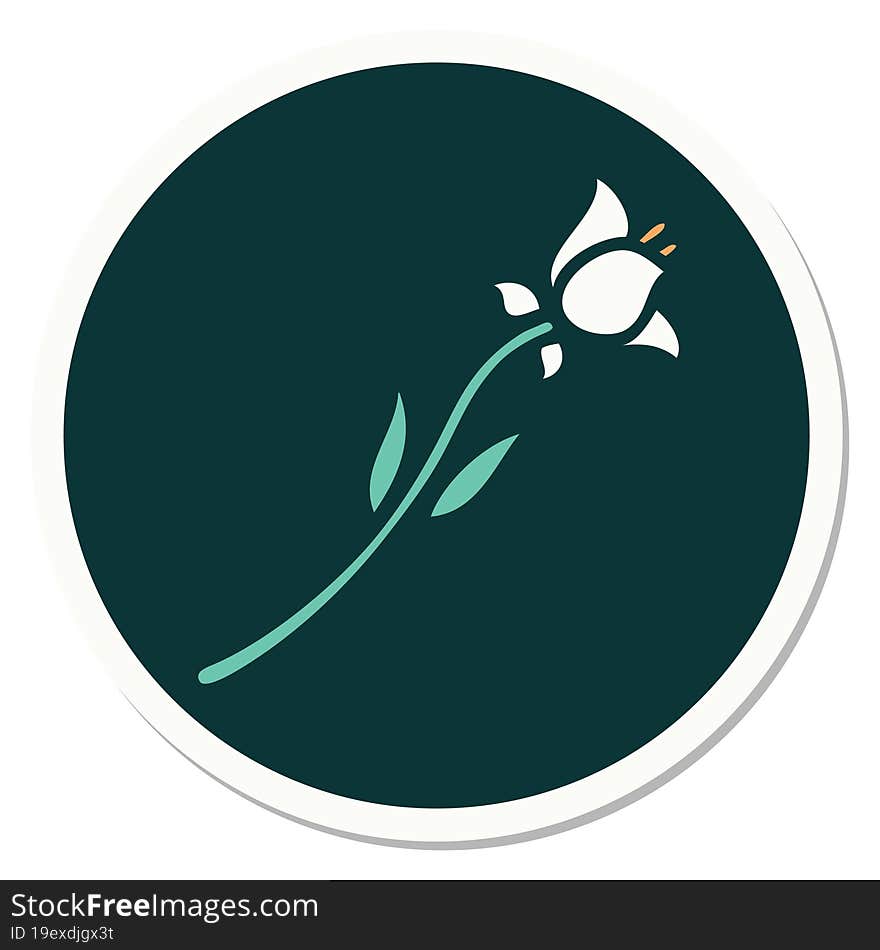 Tattoo Style Sticker Of A Lily