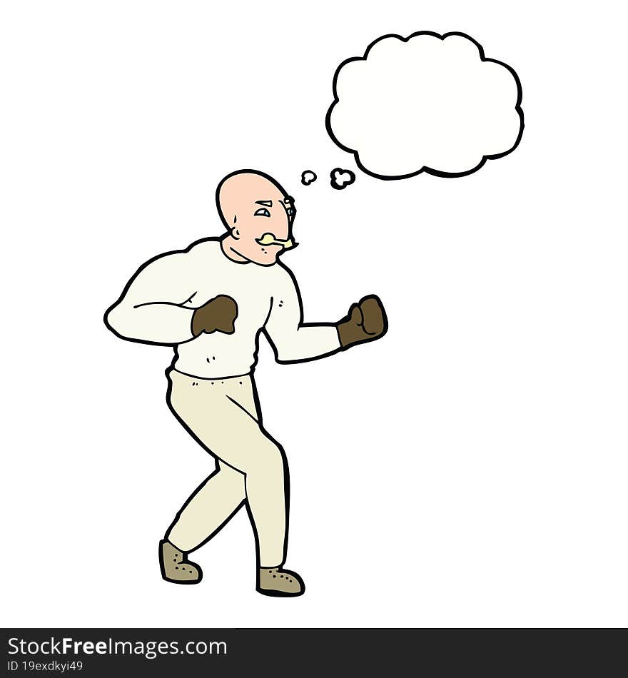 cartoon victorian boxer with thought bubble