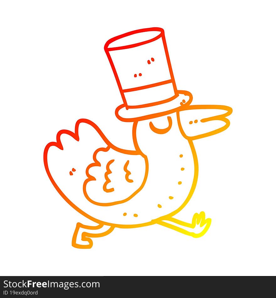 warm gradient line drawing funny cartoon bird