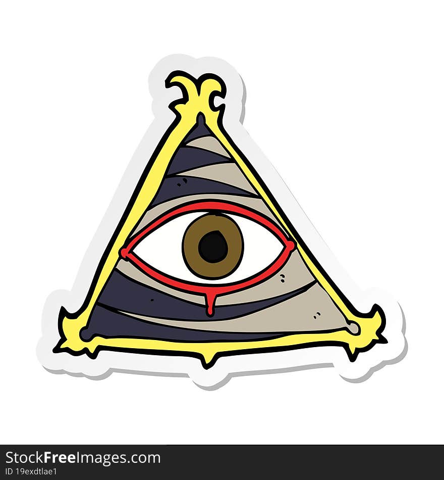 sticker of a cartoon mystic eye symbol