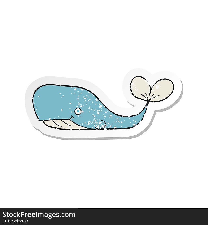 retro distressed sticker of a cartoon whale