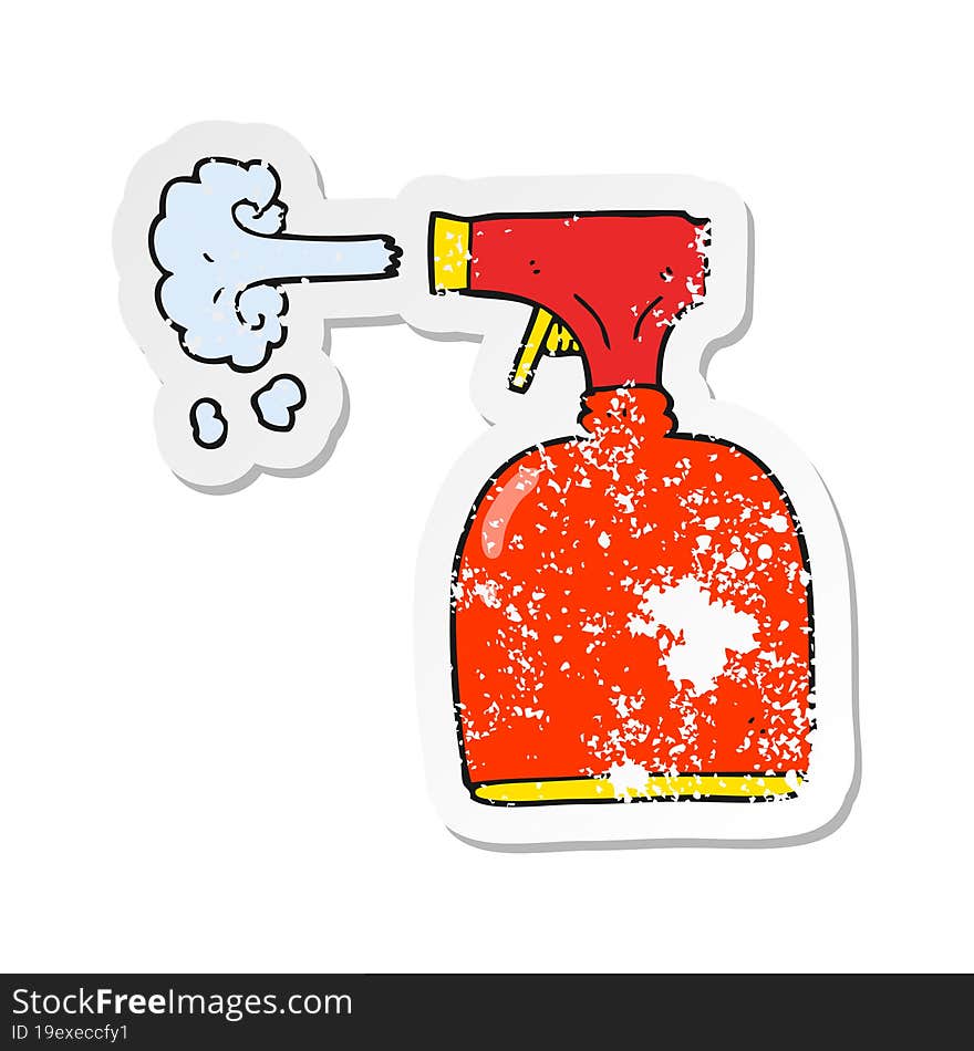 retro distressed sticker of a cartoon spray bottle