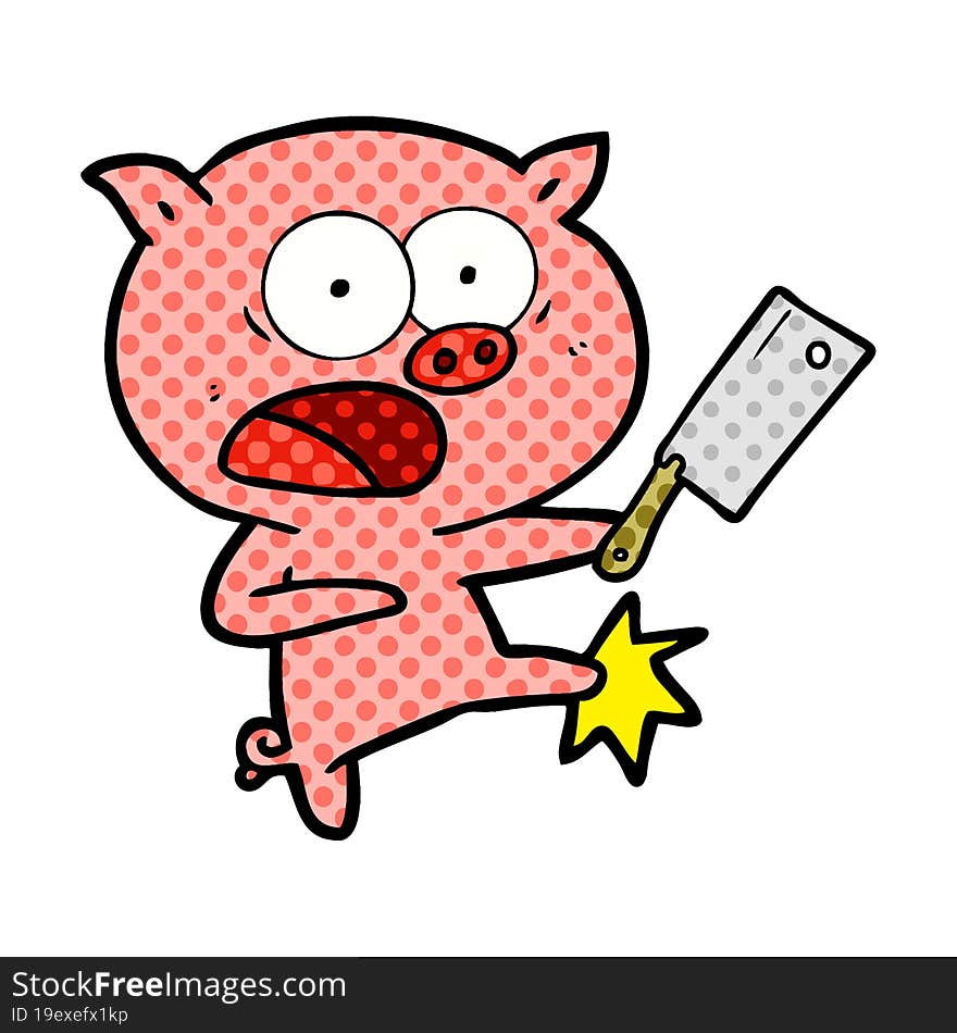 cartoon pig shouting and kicking. cartoon pig shouting and kicking