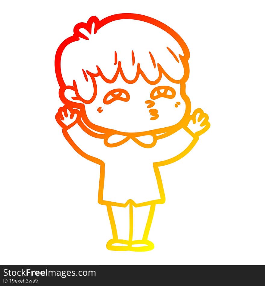 warm gradient line drawing cartoon curious man