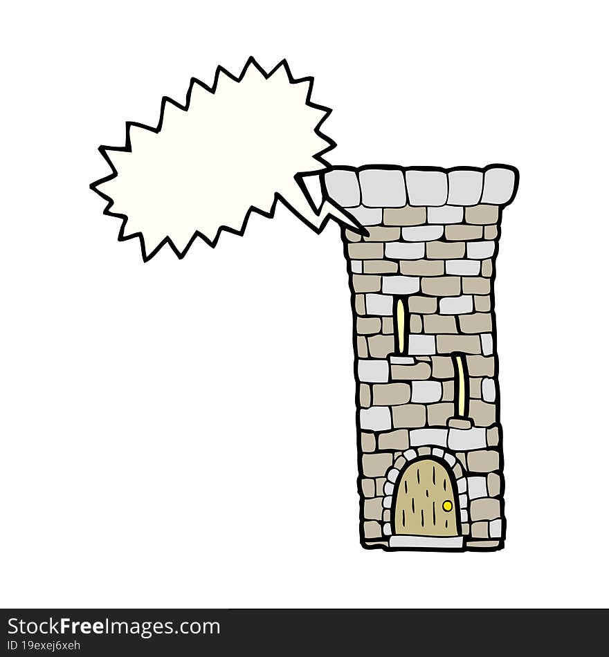 Speech Bubble Cartoon Old Castle Tower