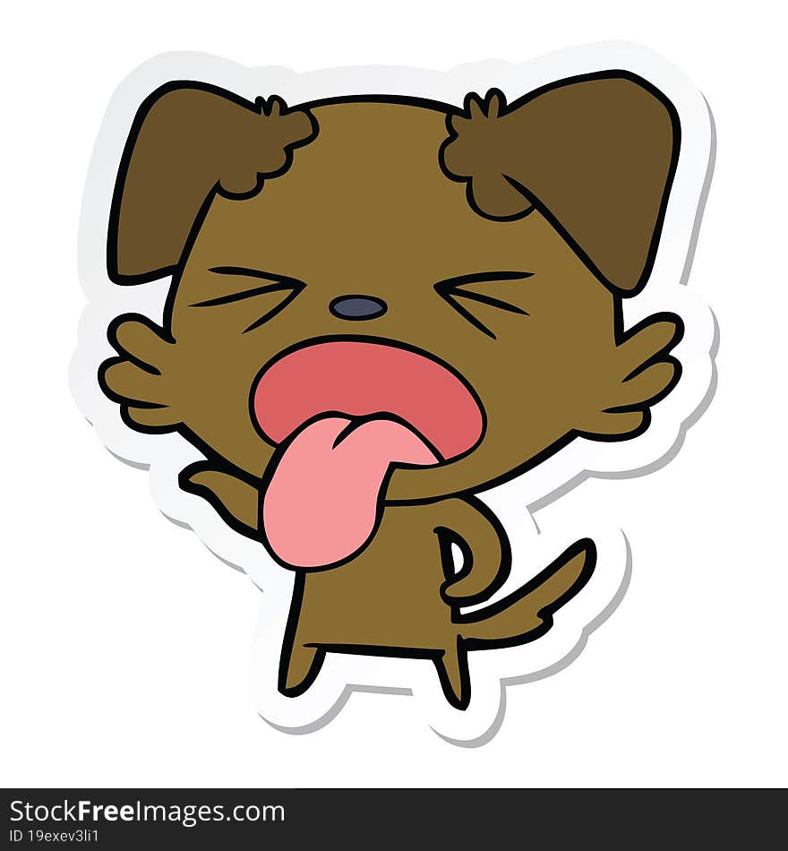 sticker of a cartoon disgusted dog