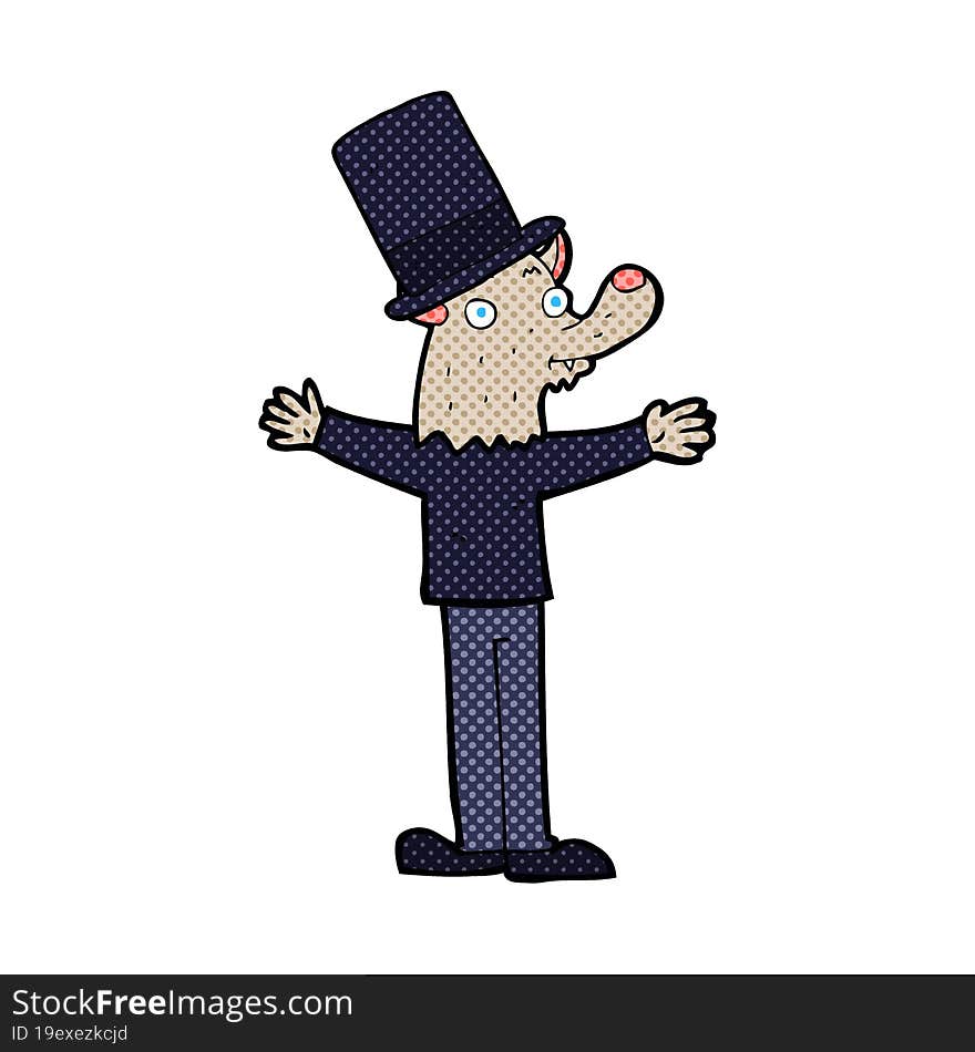 cartoon werewolf in top hat