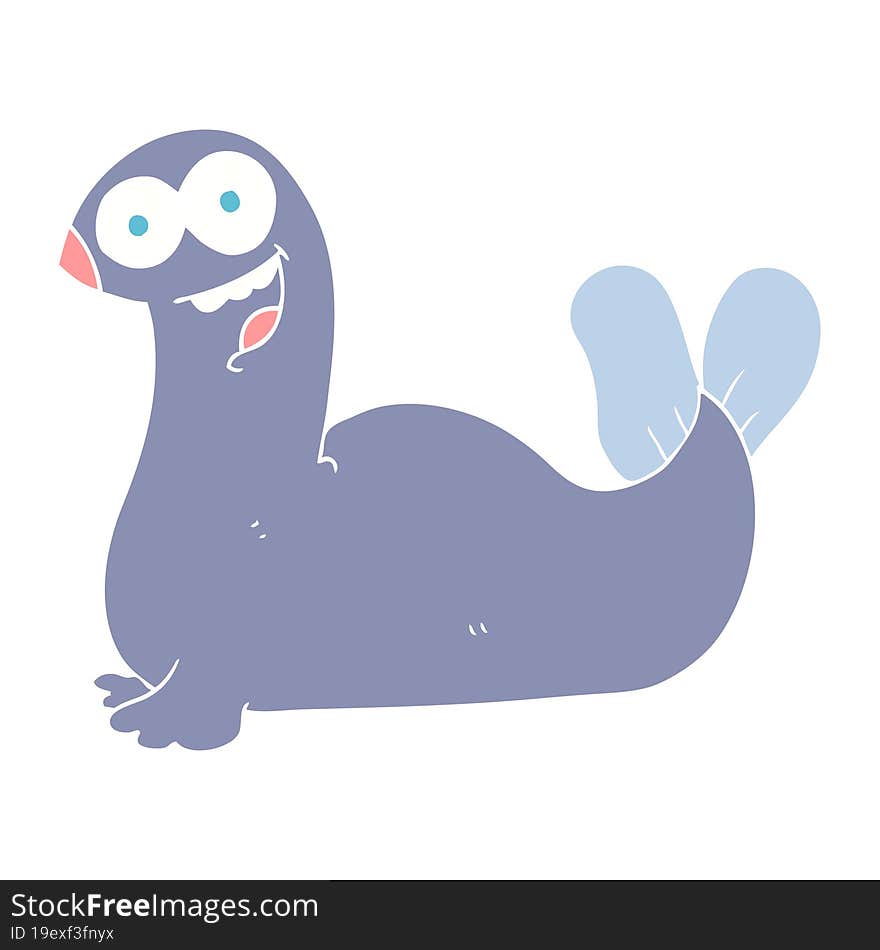 flat color illustration of a cartoon seal