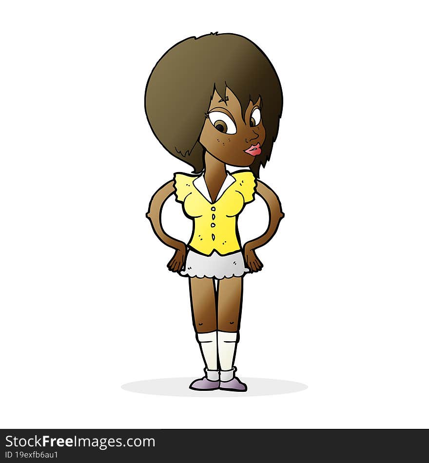 cartoon woman with hands on hips