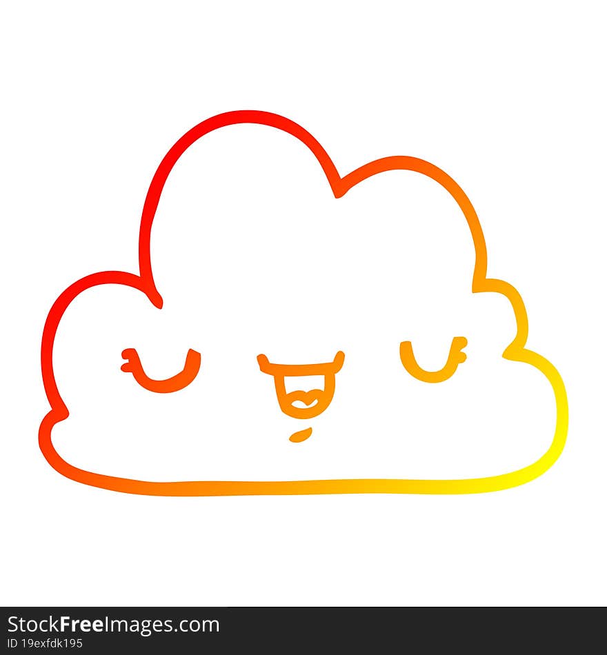 Warm Gradient Line Drawing Cute Cartoon Cloud