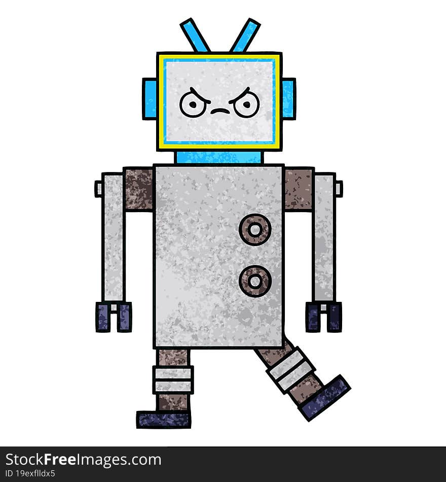 Retro Grunge Texture Cartoon Robot