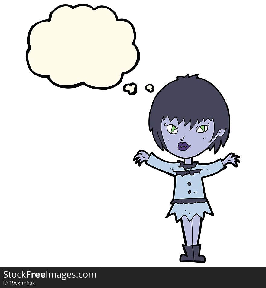 cartoon vampire girl with thought bubble