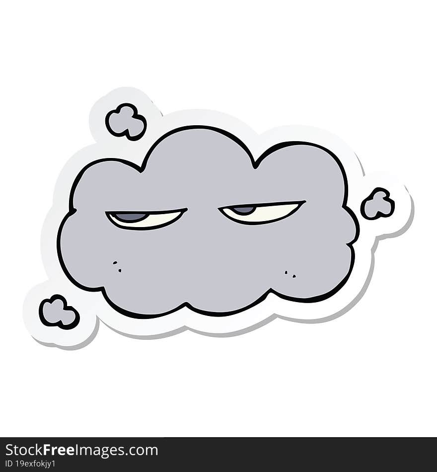 sticker of a cute cartoon cloud