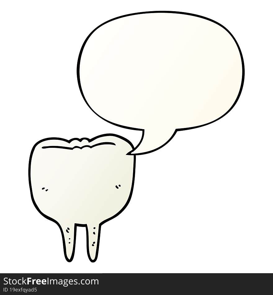 Cartoon Tooth And Speech Bubble In Smooth Gradient Style