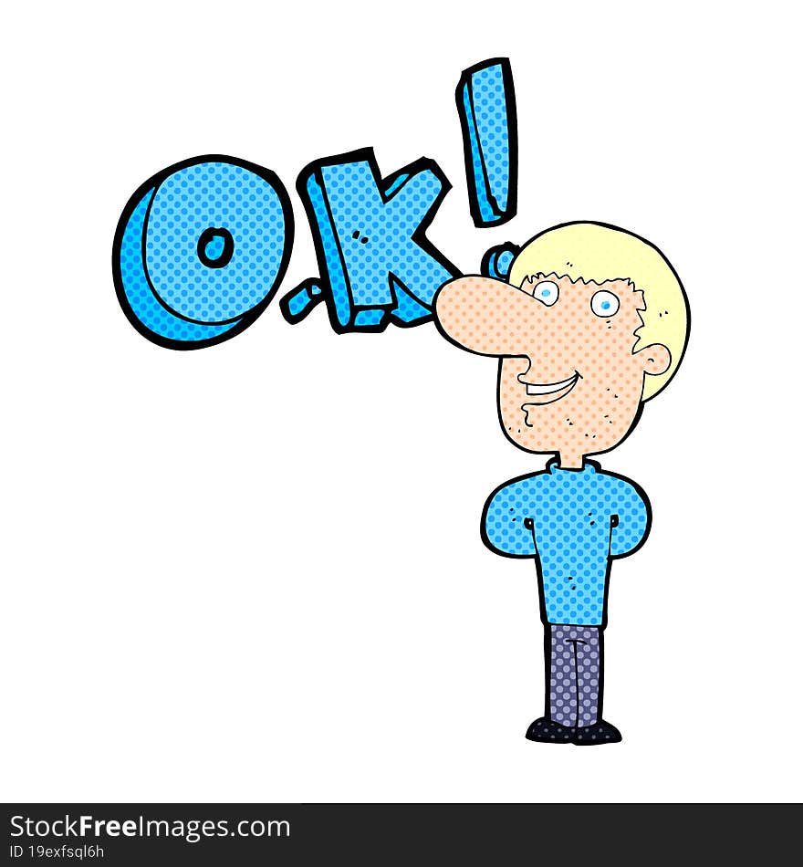 cartoon man saying OK