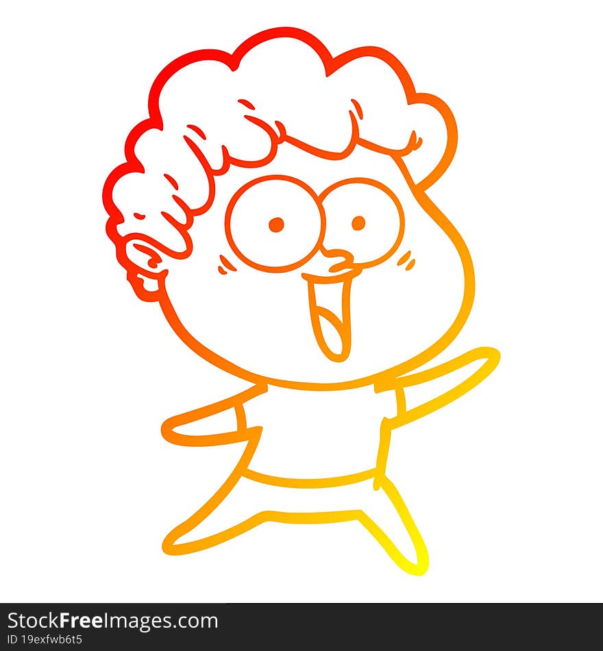 warm gradient line drawing of a excited man cartoon